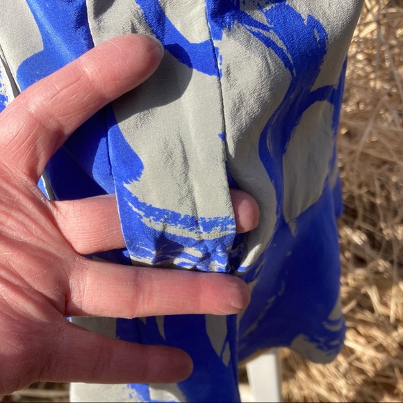 April May Silk Blue & Gray scoop neck & back Peplum tank top XS - Picture 3 of 11